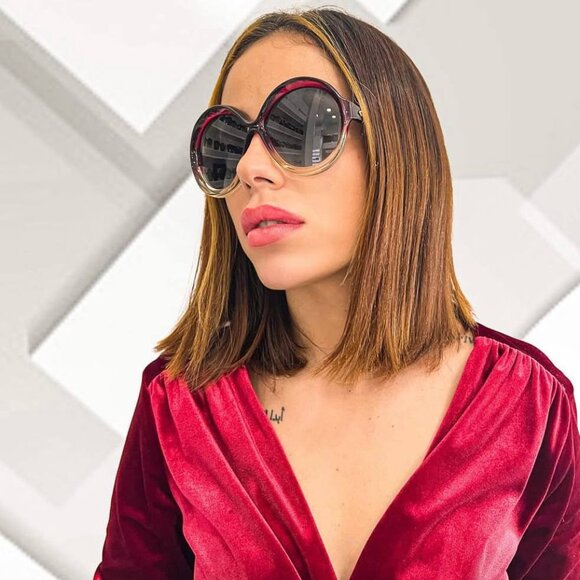 Dior DIORBIANCA 0T5 I7 Round Sunglasses - Burgundy Gradient/Grey - Picture 5 of 10